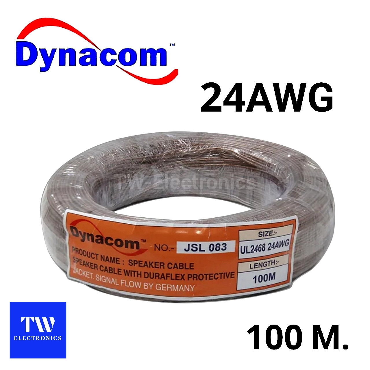 สายลำโพง 24AWG X 2C X 100M. สีใส ; DYNACOM / JSL-083