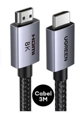 สายHDMI M-M 3 M. V2.1, 8K (ALU); UGREEN / 25911 / HD171-3M