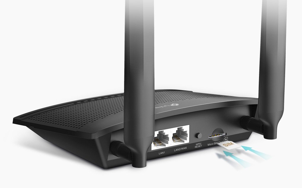 4G LTE 300Mbps ROUTERแบบใส่ซิม 2 RJ45 10/100 Mbps ; TP-LINK / TL-MR100