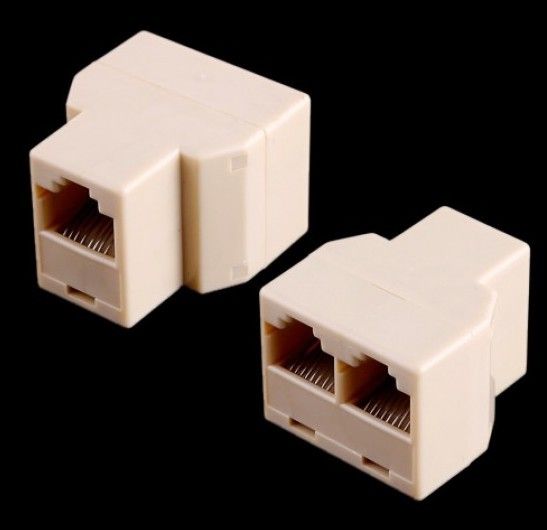 ตัวต่อสายแลน RJ45, 8C ตัวเมีย 3 ทาง ( แจ๊คLAN RJ45เมีย 8P8C 3ทาง ) ; T/W / AD016