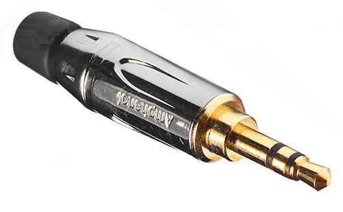 ปลั๊กมินิสเตอริโอ 3.5MM.(1/8") เสื้อรมดำ สีทอง ; AMPHENOL / KS3PC-AU