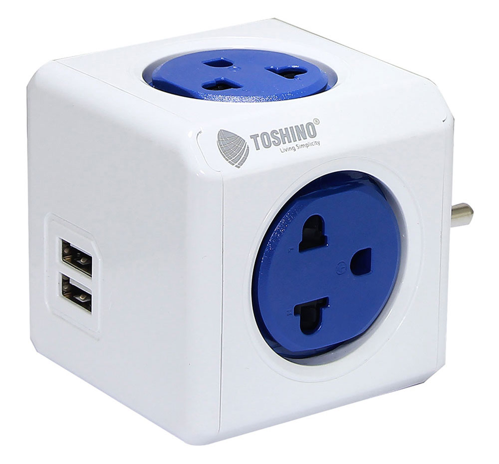 Power cube ปลั๊กแปลง 4 ช่อง + 2xUSB ; TOSHINO / 4600/THOUPC