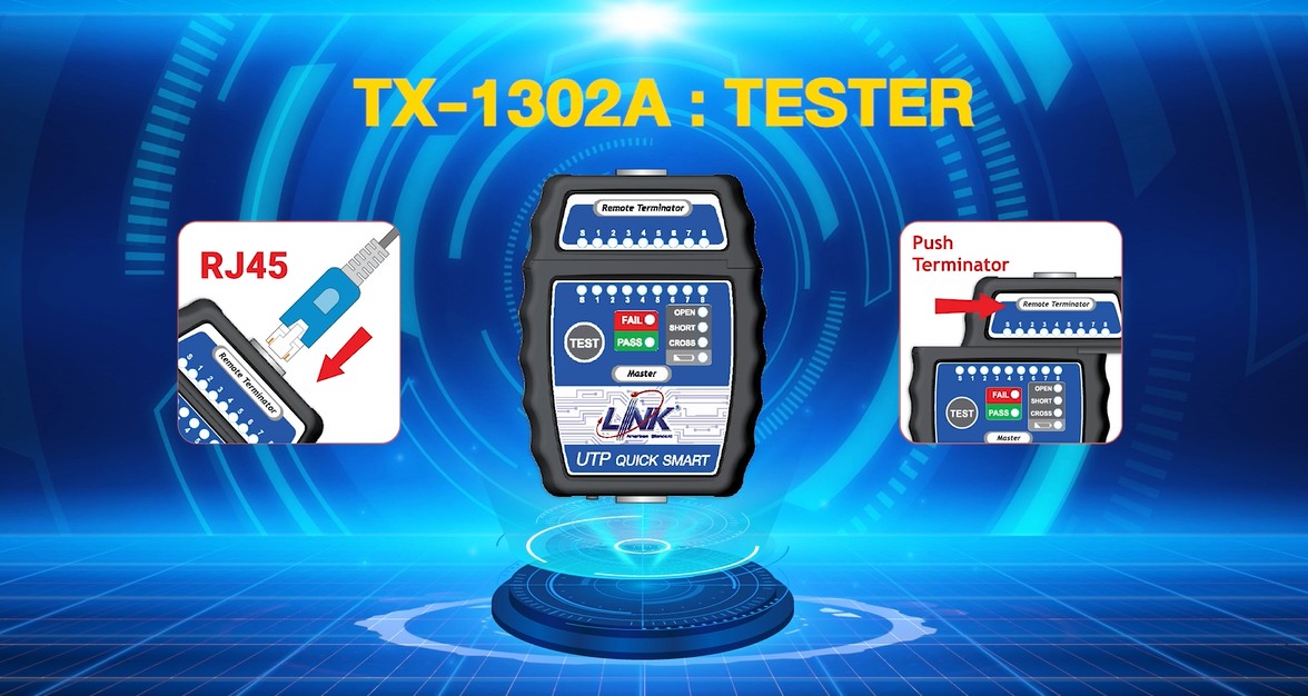 ชุดเทสสายแลนUTP/STP RJ45, สีน้ำเงิน/ดำ ; LINK / TX-1302A