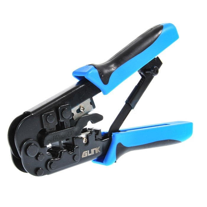 คีมเข้าหัว 3 หัว RJ45( 8P, 8C ), RJ12( 6P, 6C ), RJ11( 4P, 4C ) ; GLINK / GLT001, GLT-01, 10203