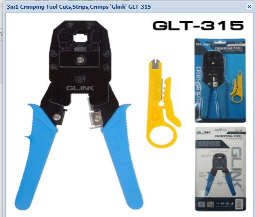 คีมเข้าหัว3หัว RJ45( 8P, 8C ), RJ12( 6P, 6C ), RJ11( 4P, 4C ) ; GLINK / GLT-315 / 20185