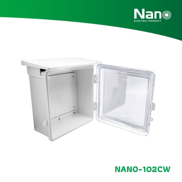 ตู้พลาสติกกันน้ำมีหลังคาฝาใส 328 x 322 x 160 mm. ( 11.5 x 13 x 6" ) สีขาว ; NANO / NANO-102CW