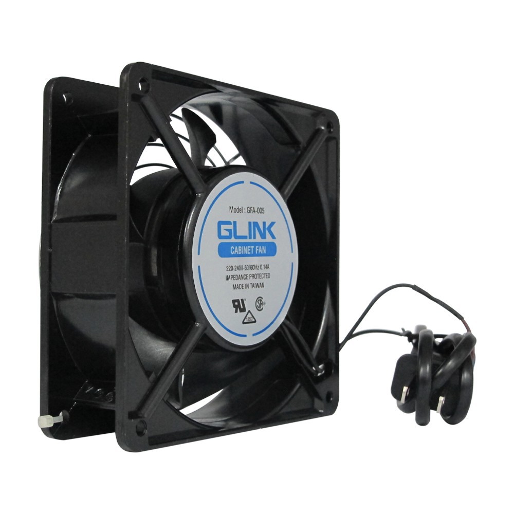 พัดลมRACK 220V 0.14A, 120 X 120 X 38 MM.( 4.5 X 4.5 นิ้ว ) ; GLINK / GFA-005