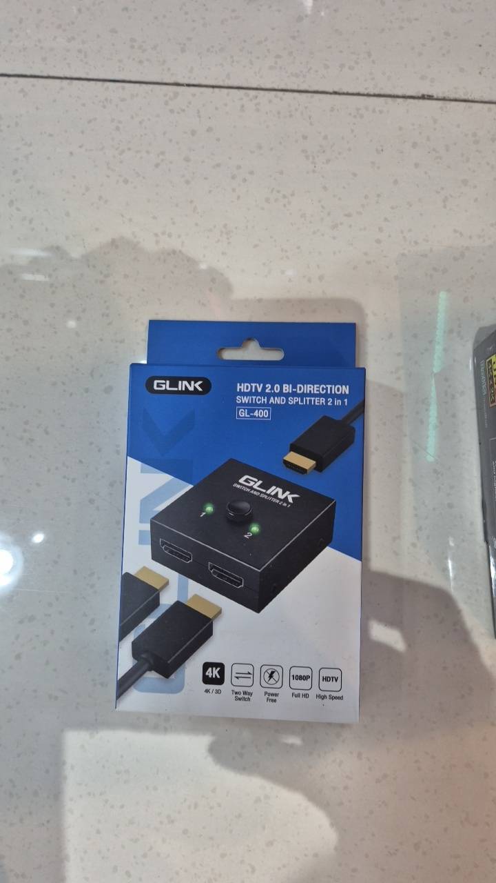 HDMI SPLITTER 4K เข้า 2 ออก 1 ; GLINK / 22630 / GL-400