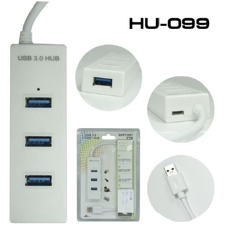3.0 USB HUB 4PORT สีขาว ; OEM / HU099W, 13797