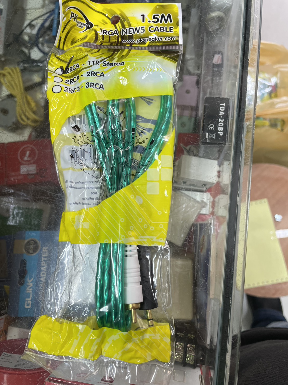 สายมินิสเตอริโอ MALE TO RCA MALE 2P ยาว 1.5M. OD 4MM. สีเขียวใส ; PK / 30003
