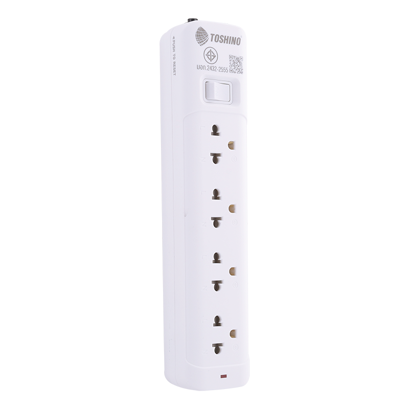 ปลั๊กราง 4 จุด 1 สวิตช์ ยาว 5 M. (10A/2300W) สีขาว ; TOSHINO / SO-45