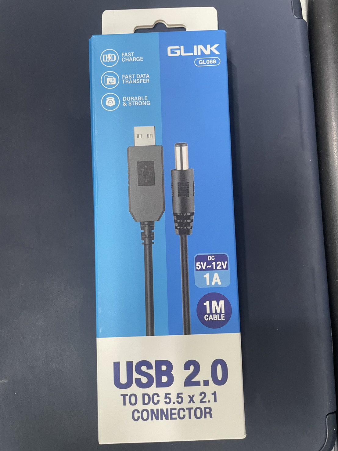 สายชาร์จUSB 2.0 TO DC 5.5 X 2.1 mm. x 1m. ; GLINK / 27406 / GL068