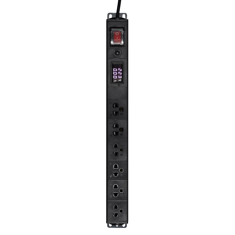 ปลั๊กรางในRACK 6 จุด 10A ยาว 2 M. สวิทช์มีไฟ, มีจอดิจิตอล ; GLINK / GPDU-10K BLACK