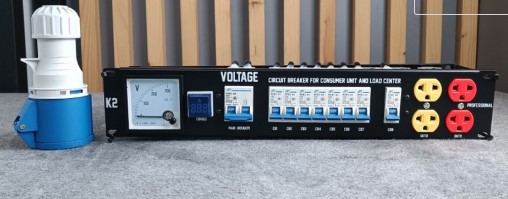 ชุดโหลดไฟ 1เฟส เกจวัดแรงดันไฟแบบเข็ม ปลั๊กโหลดไฟเปลือยยึด RACK ; TECHCRON / VOLTAGE by TECHCRON K2