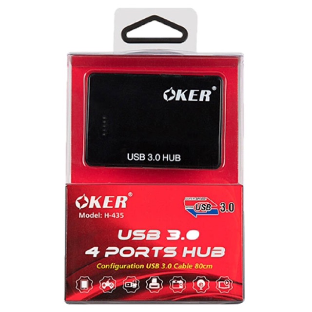 3.0 USB HUB 4PORT สีดำ ; OKER / 01-33-06-03 / H-435