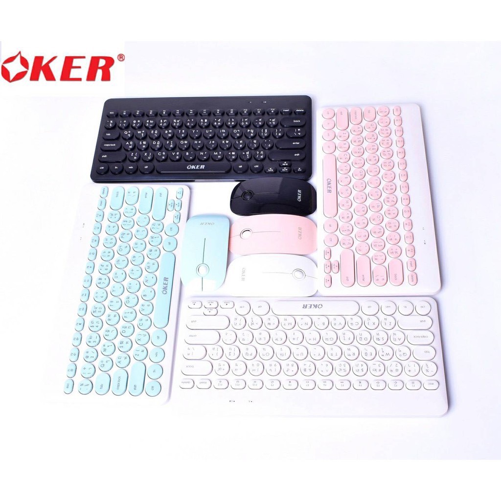 ชุดคีย์บอร์ด+เม้าส์ไร้สาย 2.4 สีเขียว ; OKER / 07-00-50-06 / K885GREEN