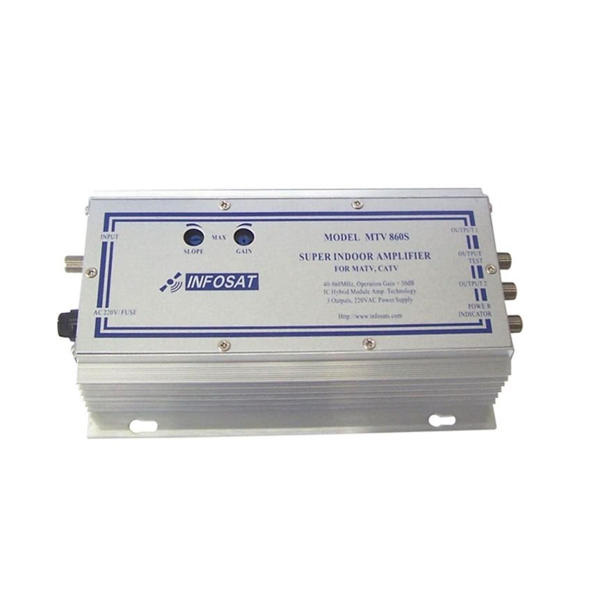 บูสเตอร์ขยายสัญญาณ(CATV/MATV AMPLIFIER) 45-880 MHz ; INFOSAT / MTV-860S
